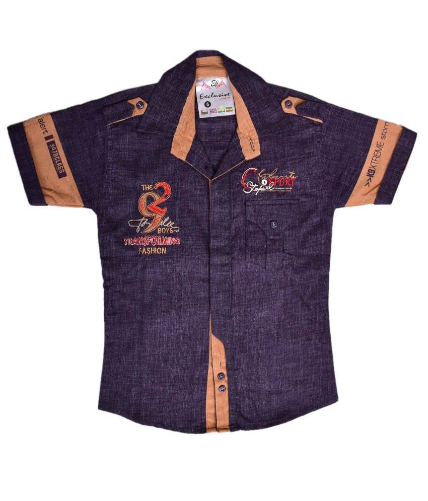 British Terminal Pack of 1 Boys 100% Cotton Half Sleeves Shirt ( Purple ) British Terminal Pack of 1 Boys 100% Cotton Half Sleeves Shirt ( Purple )