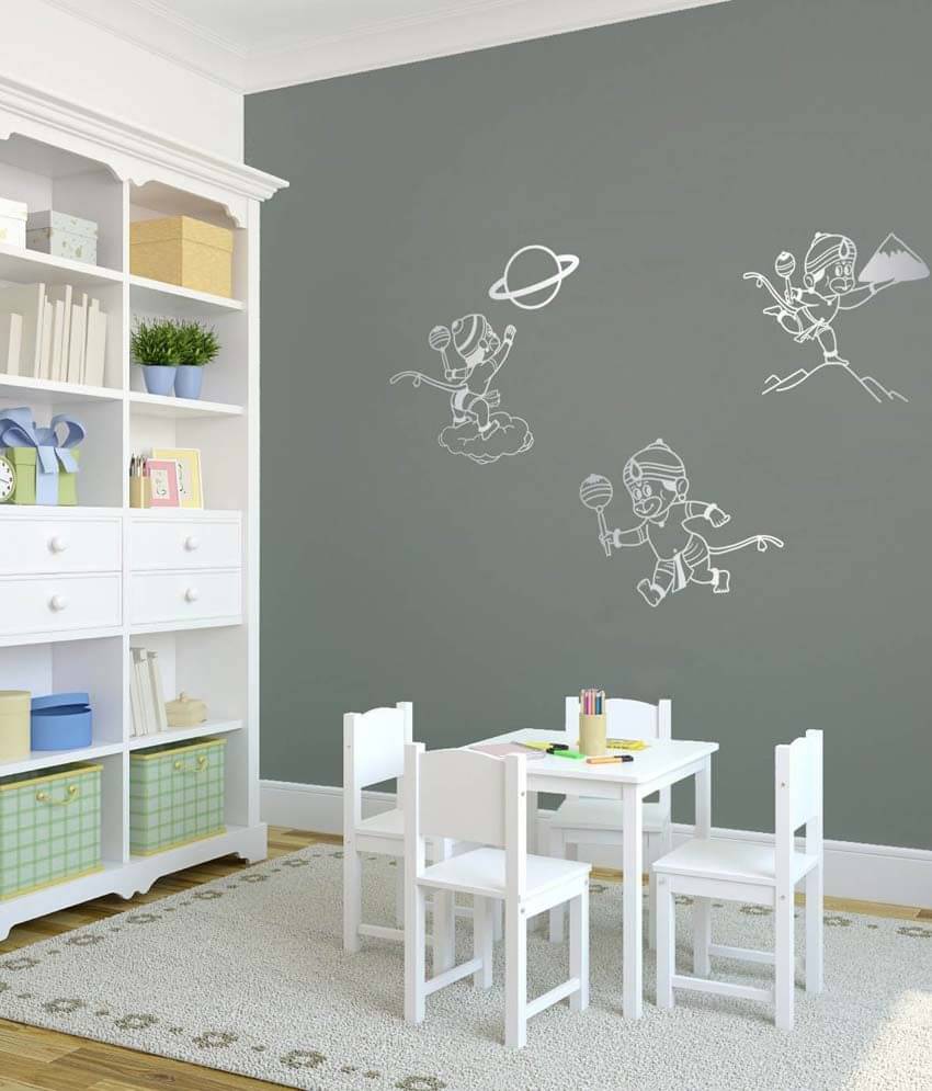     			WallDesign Bala Hanuman Silver Wall Sticker (Medium)