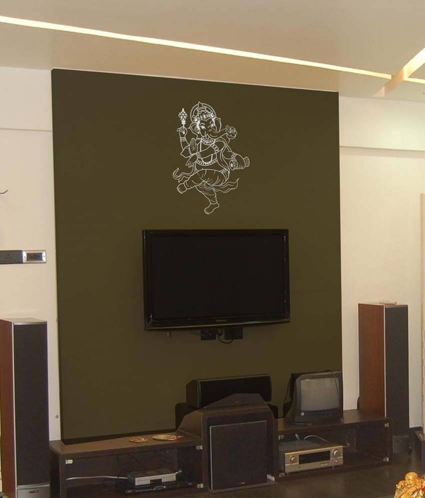     			WallDesign Dancing Ganesha Silver Wall Sticker (Small)
