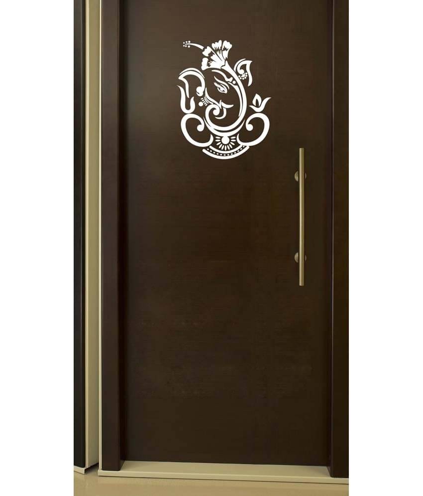 WallDesign Dasavala Ganesha White Wall Sticker (Medium)     			WallDesign Dasavala Ganesha White Wall Sticker (Medium)