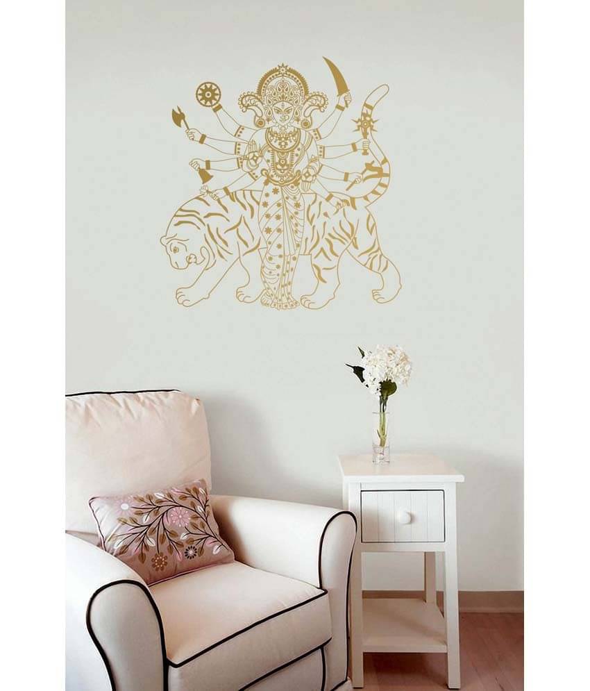 WallDesign Durga with Tiger Gold Wall Sticker (Small) WallDesign Durga with Tiger Gold Wall Sticker (Small)