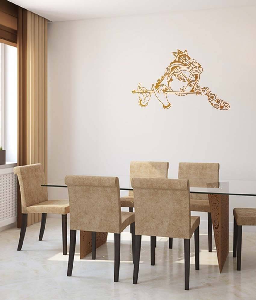     			WallDesign Krishna with Flute Copper Wall Sticker (Medium)