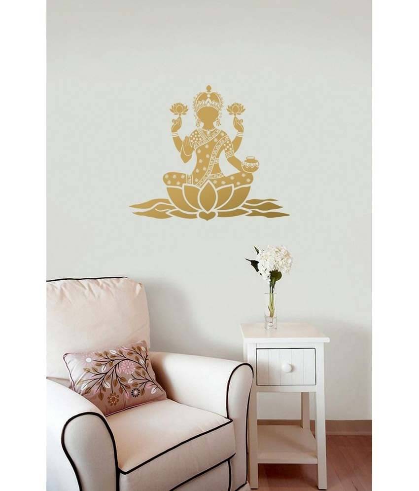 WallDesign Lotus Lakshmi Gold Wall Sticker (Medium)     			WallDesign Lotus Lakshmi Gold Wall Sticker (Medium)