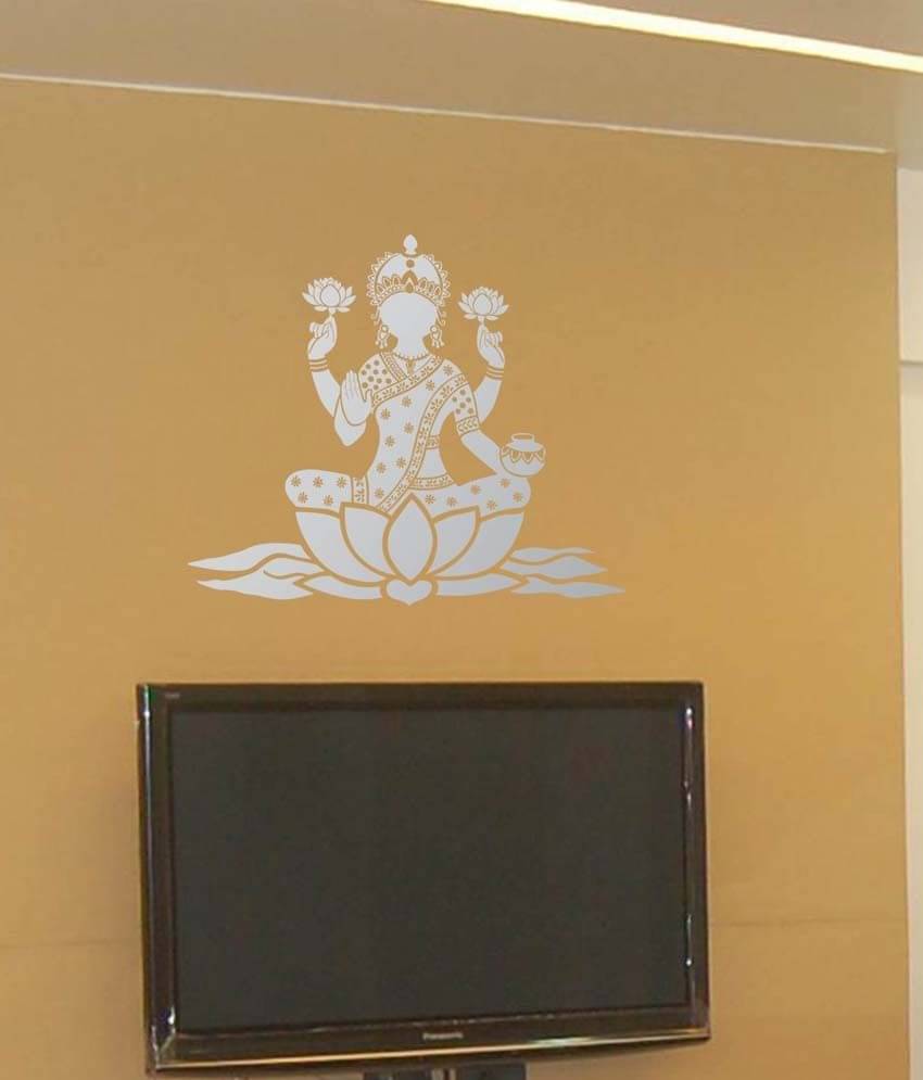 WallDesign Lotus Lakshmi Silver Wall Sticker (Medium)     			WallDesign Lotus Lakshmi Silver Wall Sticker (Medium)