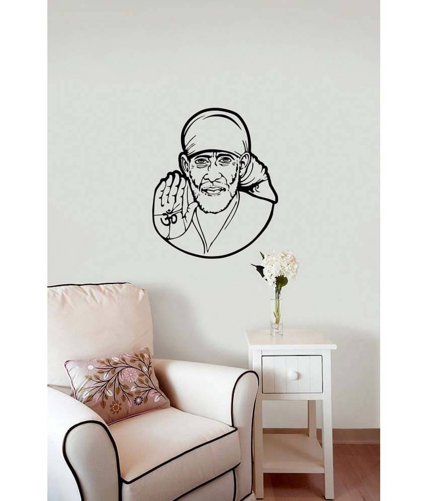 WallDesign Sai Baba Black Wall Sticker (Medium)     			WallDesign Sai Baba Black Wall Sticker (Medium)