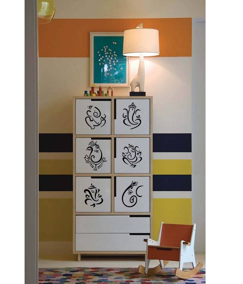 Walldesign Black Mini Ganesha Set of 6 Wall Sticker - Large     			Walldesign Black Mini Ganesha Set of 6 Wall Sticker - Large