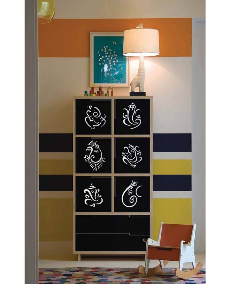     			Walldesign Silver Mini Ganesha Set of 6 Wall Sticker - Medium