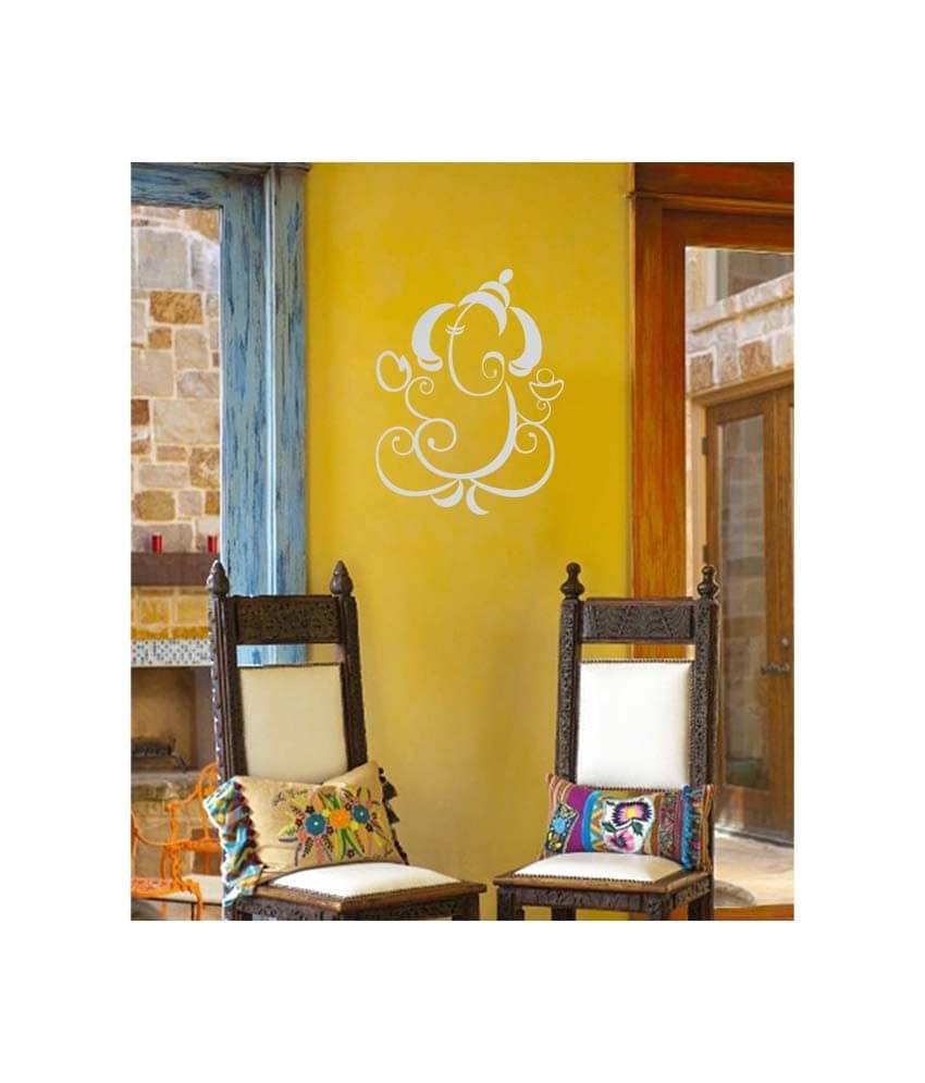Walldesign White Shining Ganesha Wall Sticker - Large     			Walldesign White Shining Ganesha Wall Sticker - Large
