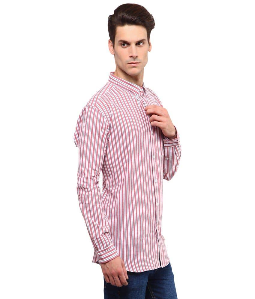 Yepme Peach Puff White Hagen Stripes Shirt For Men