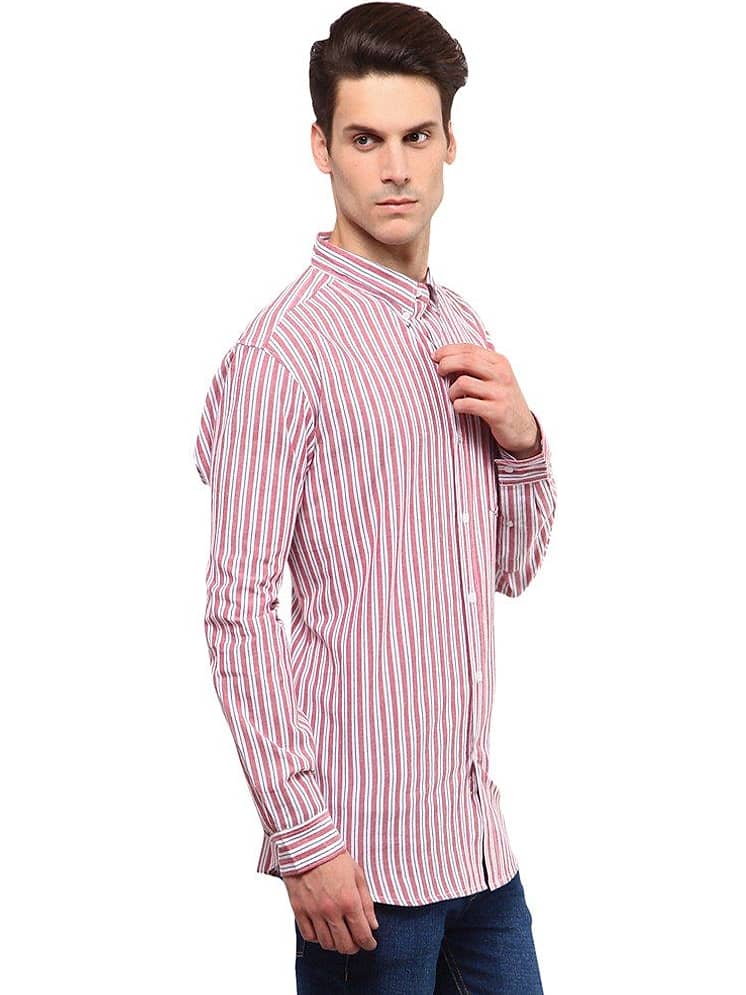 Yepme Peach Puff White Hagen Stripes Shirt For Men