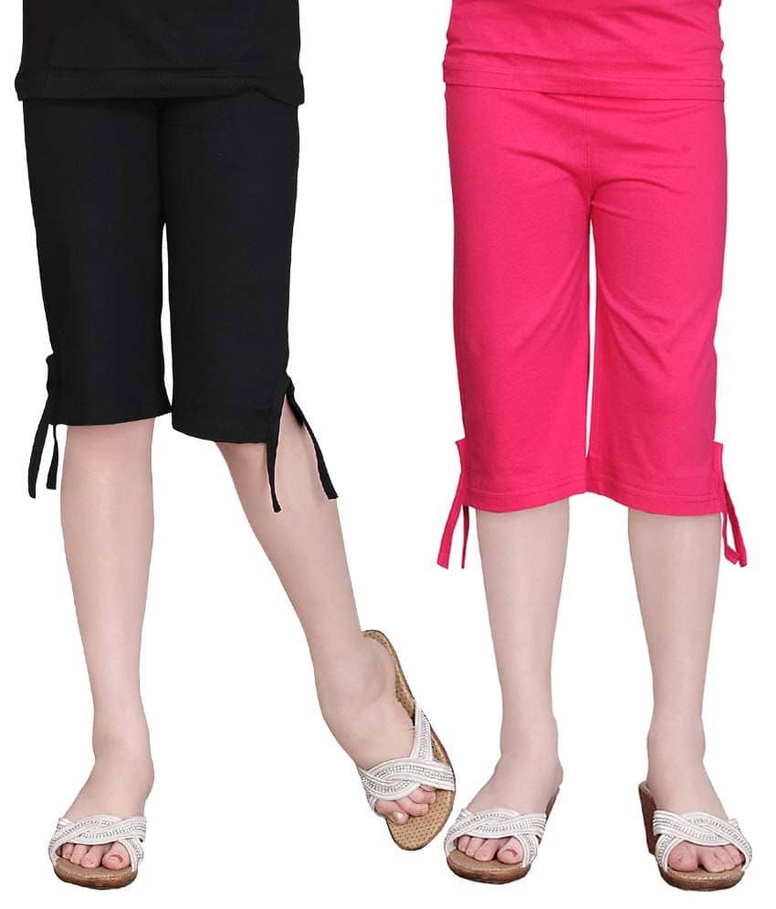 Sini Mini Girls Cotton Capris ( Multicolor )