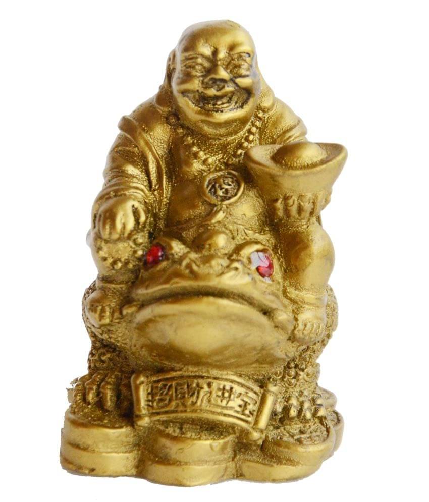     			Anjalika Yellow Laughing Buddha With Ingot on King Money Frog