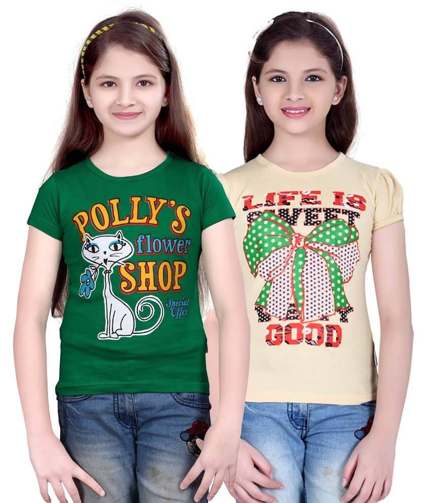     			Sini Mini Pack of 2 Girls 100% Cotton Combos ( Blue )