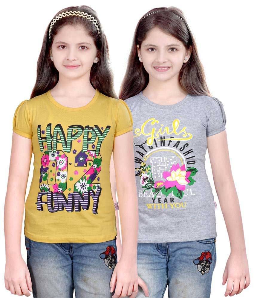    			Sini Mini Pack of 2 Girls 100% Cotton Combos ( Blue )