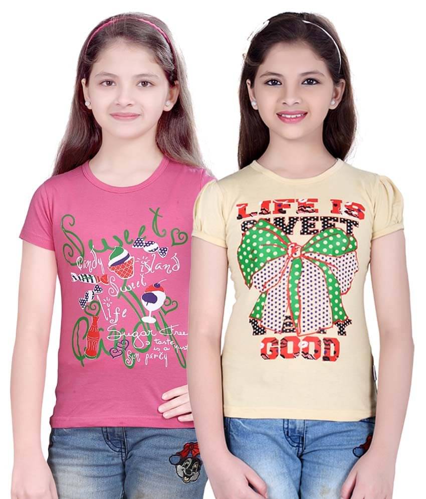     			Sini Mini Pack of 2 Girls 100% Cotton Combos ( Blue )