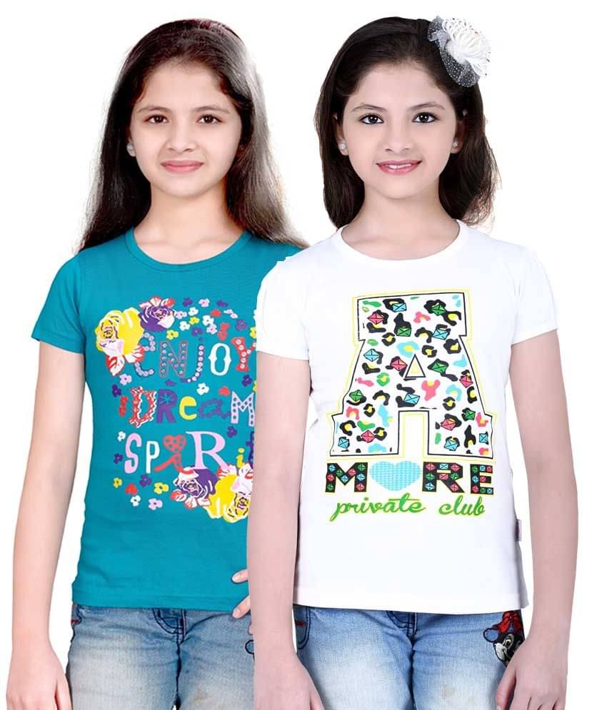     			Sini Mini Pack of 2 Girls 100% Cotton Combos ( Blue )