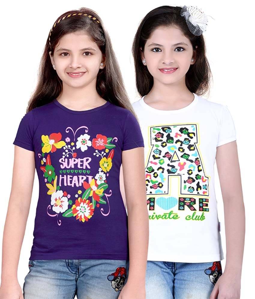     			Sini Mini Pack of 2 Girls 100% Cotton Combos ( Blue )