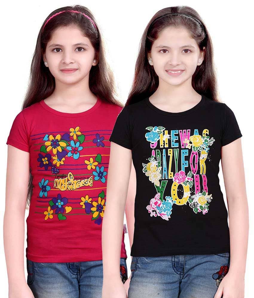 Sini Mini Pack of 2 Girls 100% Cotton Combos ( Blue )