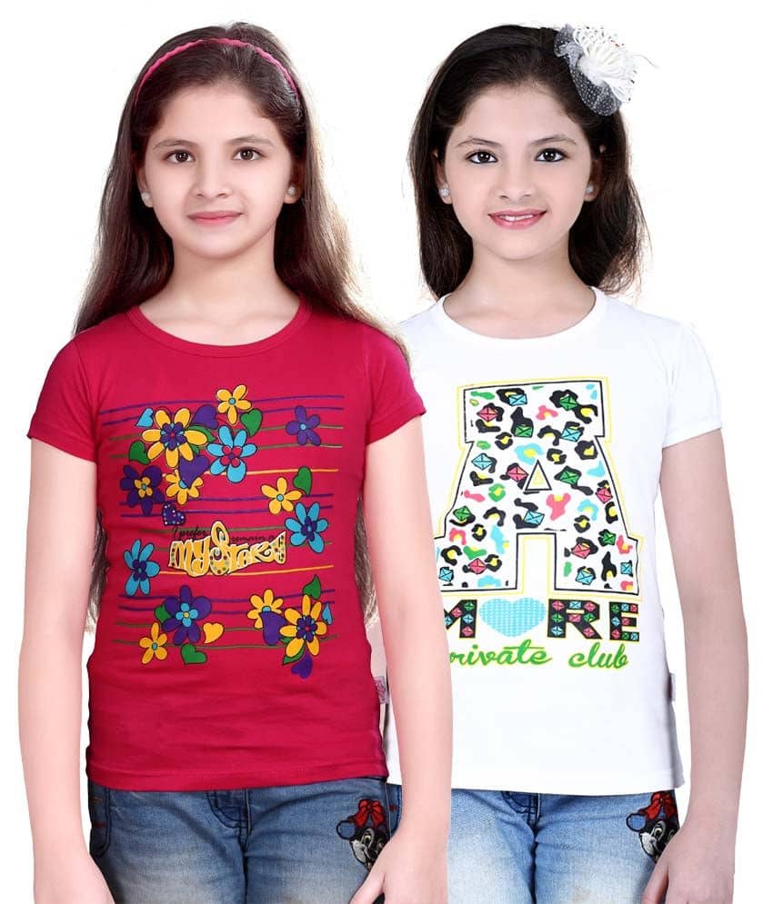 Sini Mini Pack of 2 Girls 100% Cotton Combos ( Blue )