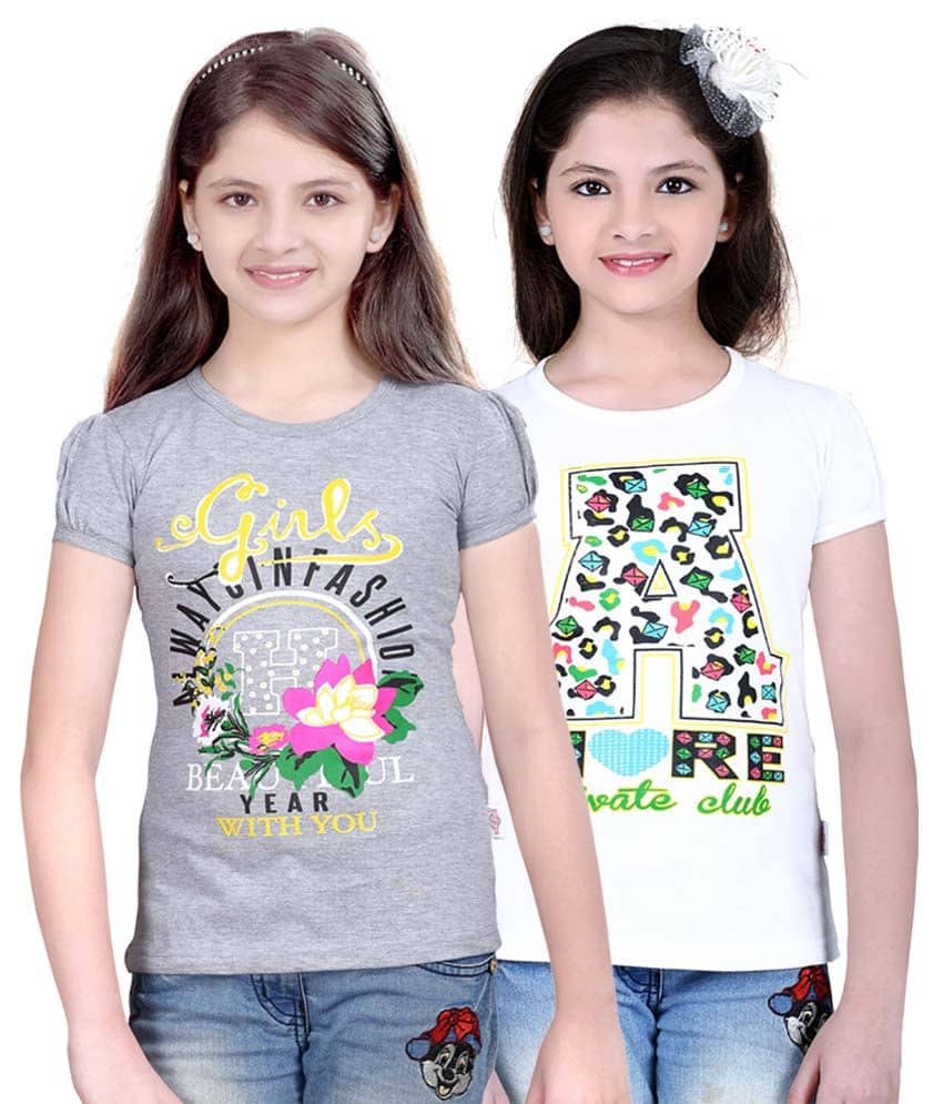 Sini Mini Pack of 2 Girls 100% Cotton Combos ( Blue )
