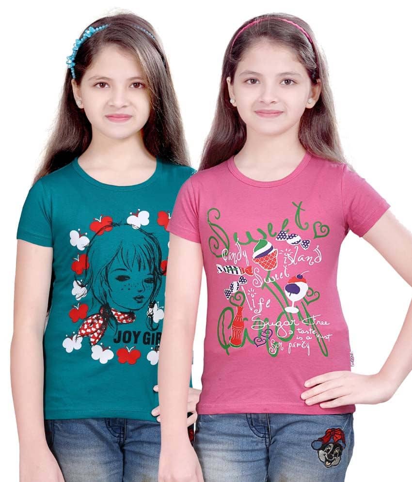 Sini Mini Pack of 2 Girls 100% Cotton Combos ( Blue )