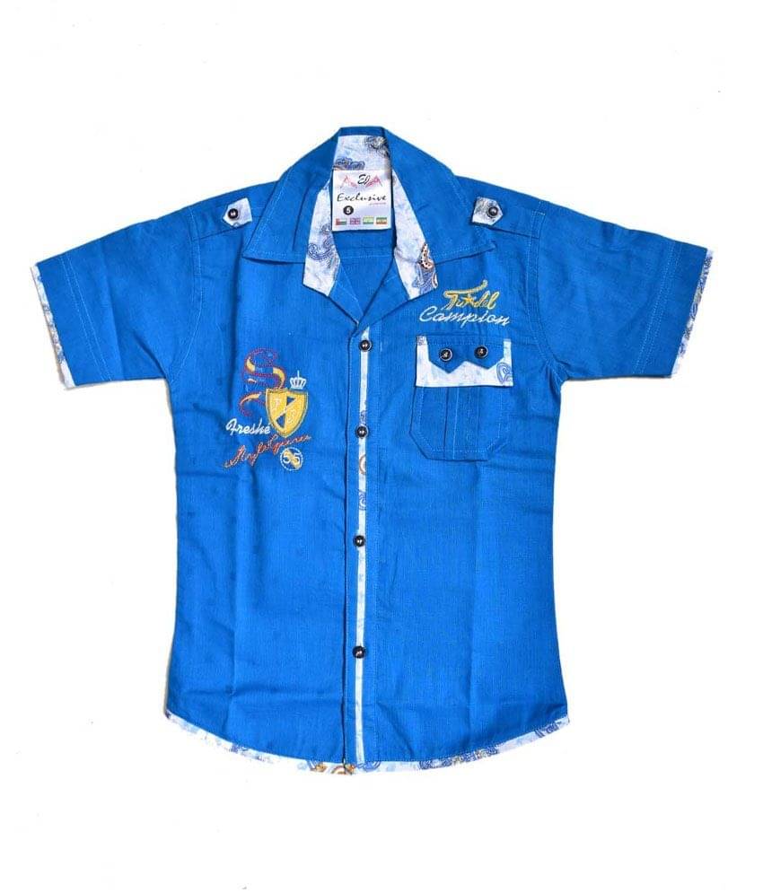 British Terminal Pack of 1 Boys 100% Cotton Half Sleeves Shirt ( Blue ) British Terminal Pack of 1 Boys 100% Cotton Half Sleeves Shirt ( Blue )