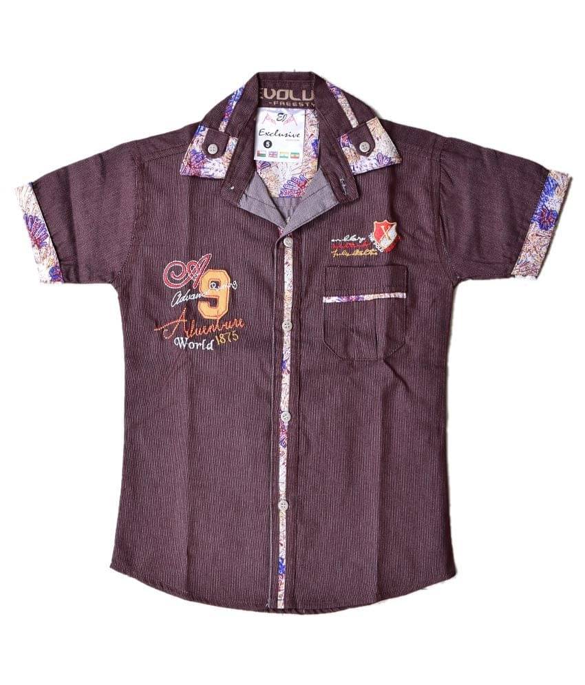 British Terminal Pack of 1 Boys 100% Cotton Half Sleeves Shirt ( Brown ) British Terminal Pack of 1 Boys 100% Cotton Half Sleeves Shirt ( Brown )