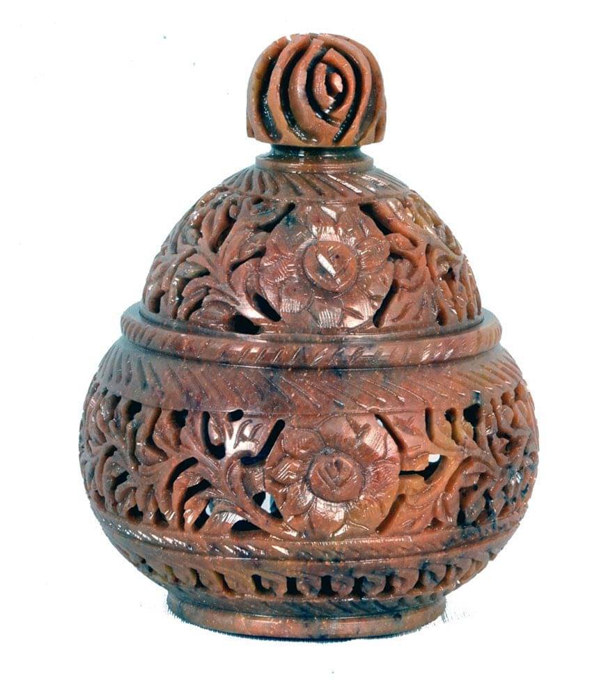     			Avinash Handicrafts Brown Soap Stone Carved Haandi