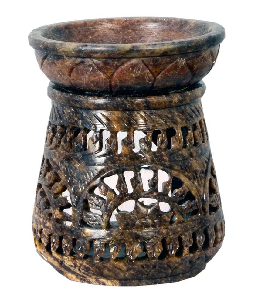     			Avinash Handicrafts Glossy Soap Stone Carved Oil Burner Taper Cone