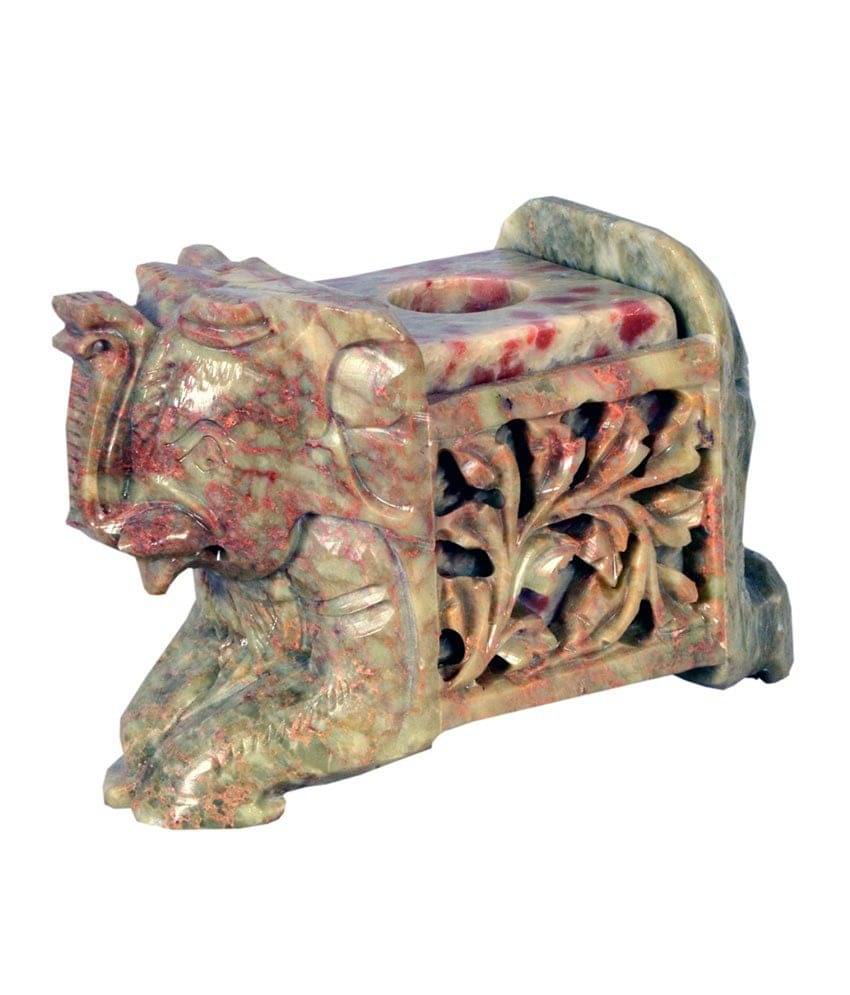     			Avinash Handicrafts Glossy Soap Stone Carved Candle Stand