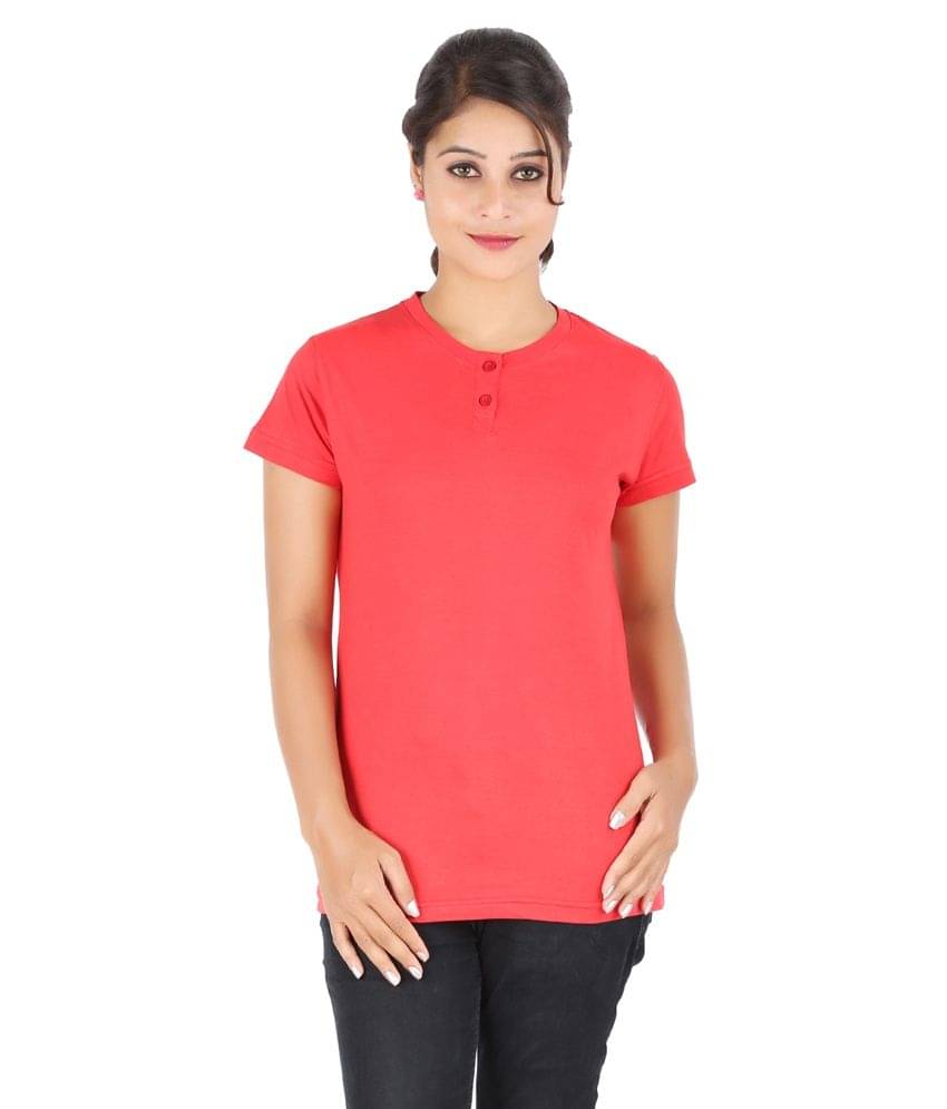     			Ap'pulse Women Cotton Regular Fit Round Neck T-Shirt ( Red )