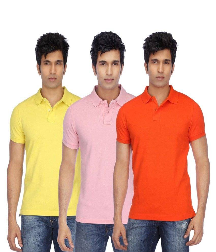 Concepts Multicolor Cotton Blend Half Sleeve Polo T-Shirt - Pack Of 3 Concepts Multicolor Cotton Blend Half Sleeve Polo T-Shirt - Pack Of 3