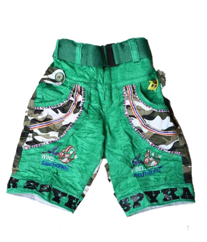     			British Terminal Stylish Green Capri for Kids With Belt