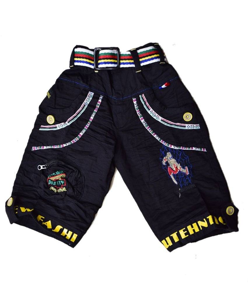     			British Terminal Pack of 1 Cotton Three-Fourth For Boys ( Black )