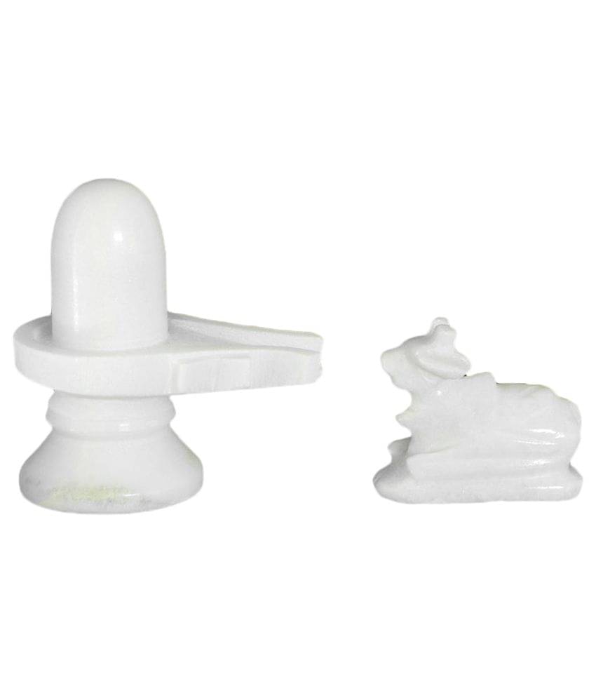 Kaushal Creation's Shivling and Nandi Idol - White Kaushal Creation's Shivling and Nandi Idol - White
