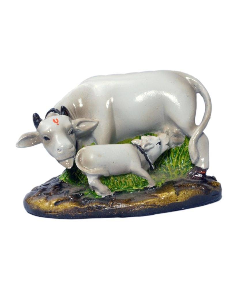 Earth Glossy Cow And Calf Statues     			Earth Glossy Cow And Calf Statues