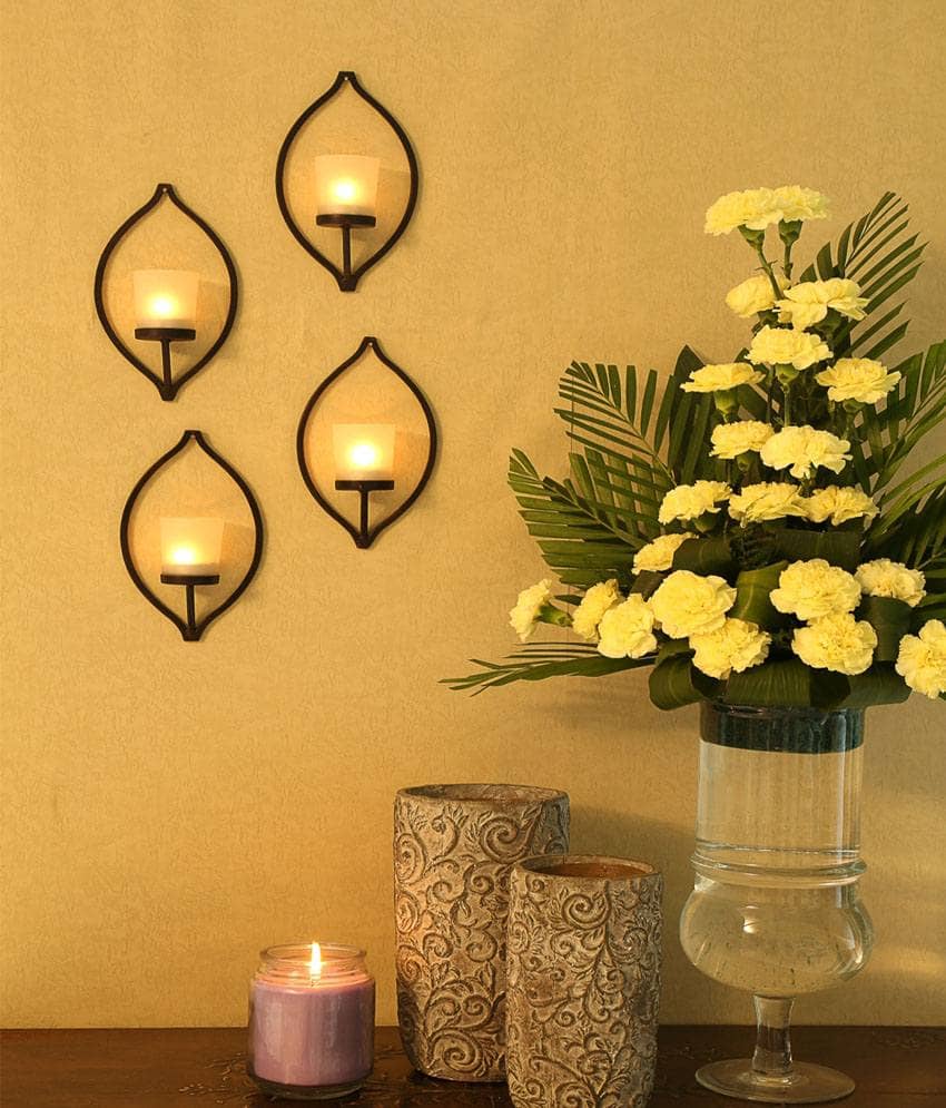 Hosley Brown Metal Wall Sconce - Pack of 4