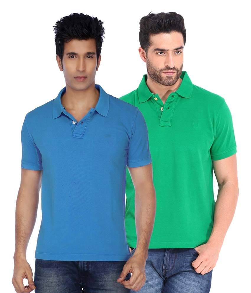 Concepts Multicolor Cotton Blend Half Sleeve Basics Polo T-Shirts - Pack Of 2 Concepts Multicolor Cotton Blend Half Sleeve Basics Polo T-Shirts - Pack Of 2
