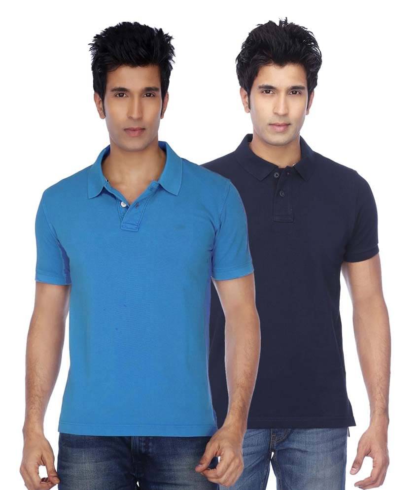 Concepts Multicolor Cotton Blend Half Sleeve Basics Polo T-Shirts - Pack Of 2 Concepts Multicolor Cotton Blend Half Sleeve Basics Polo T-Shirts - Pack Of 2