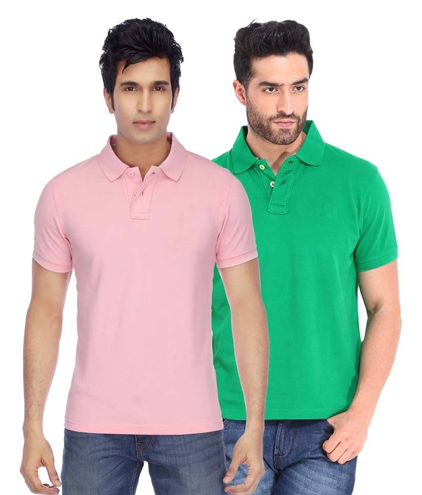 Concepts Multicolor Cotton Blend Half Sleeve Basics Polo T-Shirts - Pack Of 2 Concepts Multicolor Cotton Blend Half Sleeve Basics Polo T-Shirts - Pack Of 2