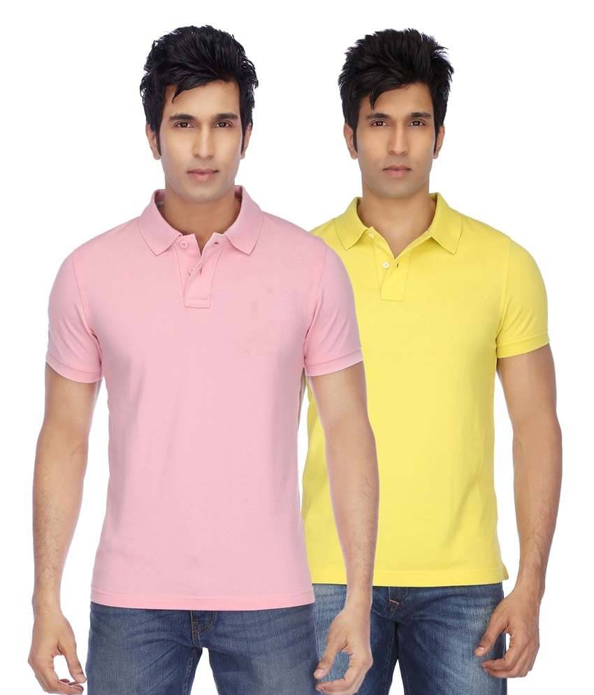     			Concepts Multicolor Cotton Blend Half Sleeve Basics Polo T-Shirts - Pack Of 2