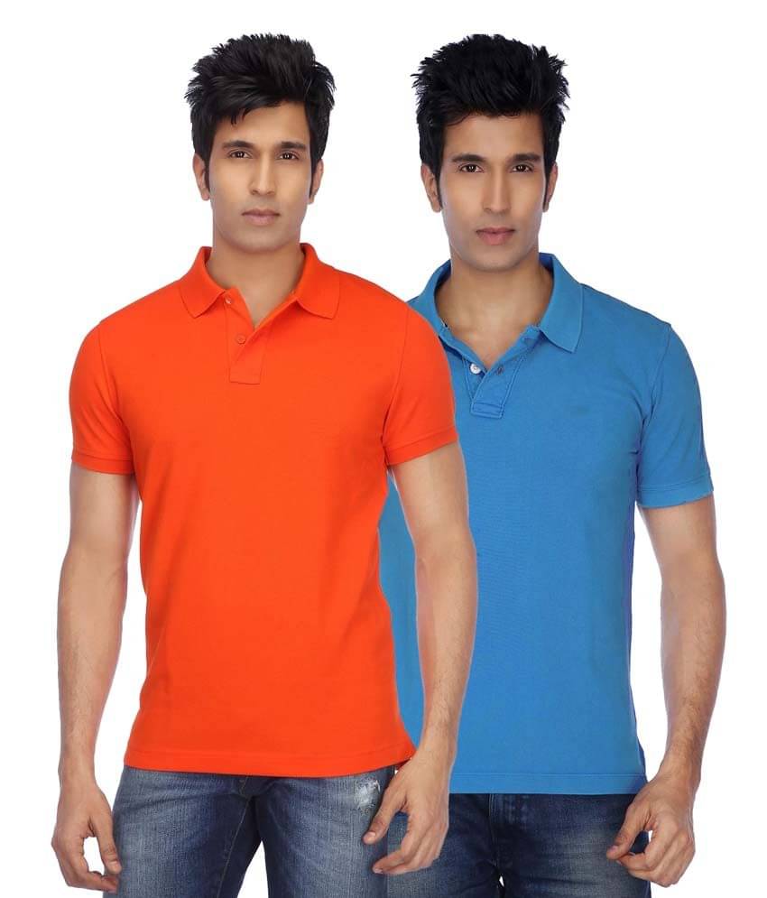 Concepts Multicolor Cotton Blend Half Sleeve Basics Polo T-Shirts - Pack Of 2 Concepts Multicolor Cotton Blend Half Sleeve Basics Polo T-Shirts - Pack Of 2