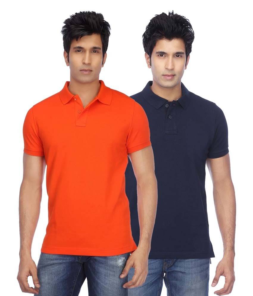 Concepts Multicolor Cotton Blend Half Sleeve Basics Polo T-Shirts - Pack Of 2 Concepts Multicolor Cotton Blend Half Sleeve Basics Polo T-Shirts - Pack Of 2