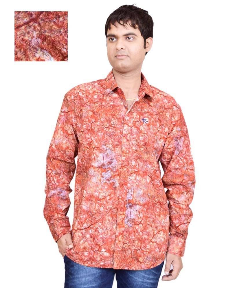 British Terminal Red Cotton Printed Casual Shirt For Men British Terminal Red Cotton Printed Casual Shirt For Men