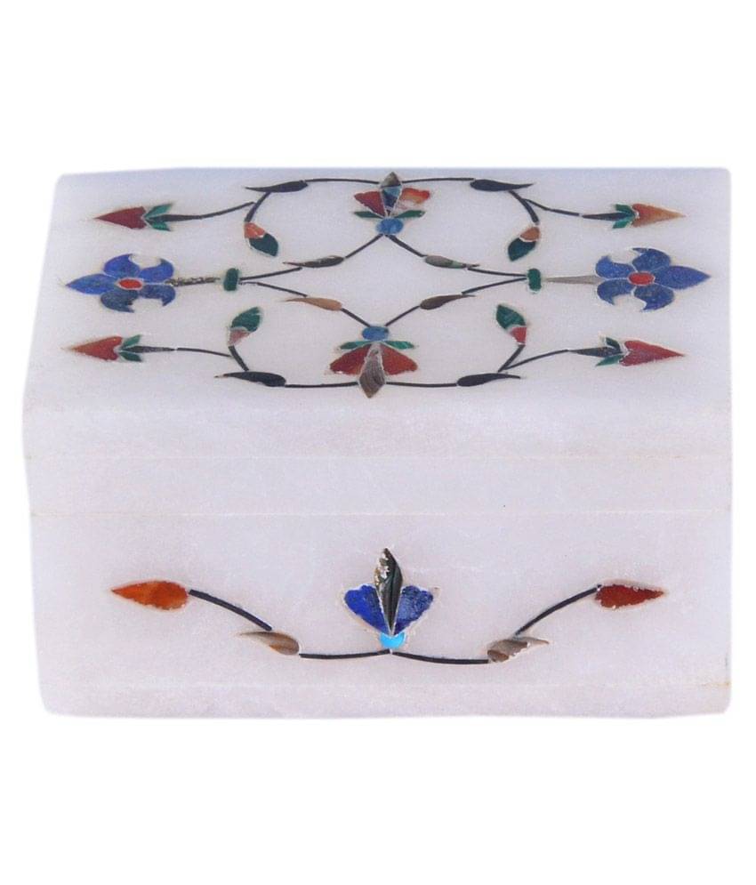 Avinash Handicrafts White Stone inlaid Rectangle Jwellery box 3x2 inch Avinash Handicrafts White Stone inlaid Rectangle Jwellery box 3x2 inch