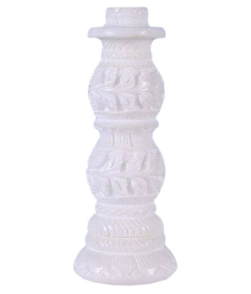     			Avinash Handicrafts White Stone Carved Piller Shape Candle Stand