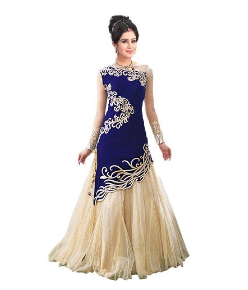    			FASHION GALLERIA Women Georgette Kurti With Skirt ( Blue )