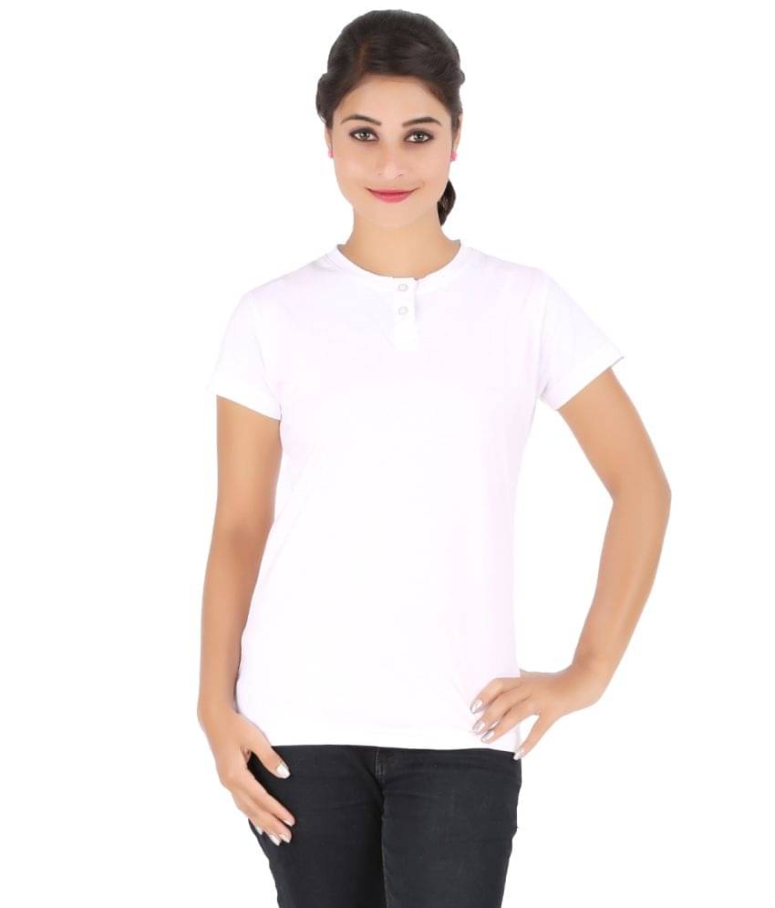 Ap'pulse Women Cotton Solid Regular Fit Round Neck T-Shirt ( White ) Ap'pulse Women Cotton Solid Regular Fit Round Neck T-Shirt ( White )