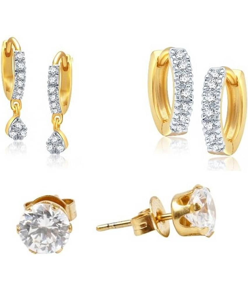 YouBella Collection White American Diamond CZ Earrings - Combo of 3 - Earrings | Buy online on ZillyBuy