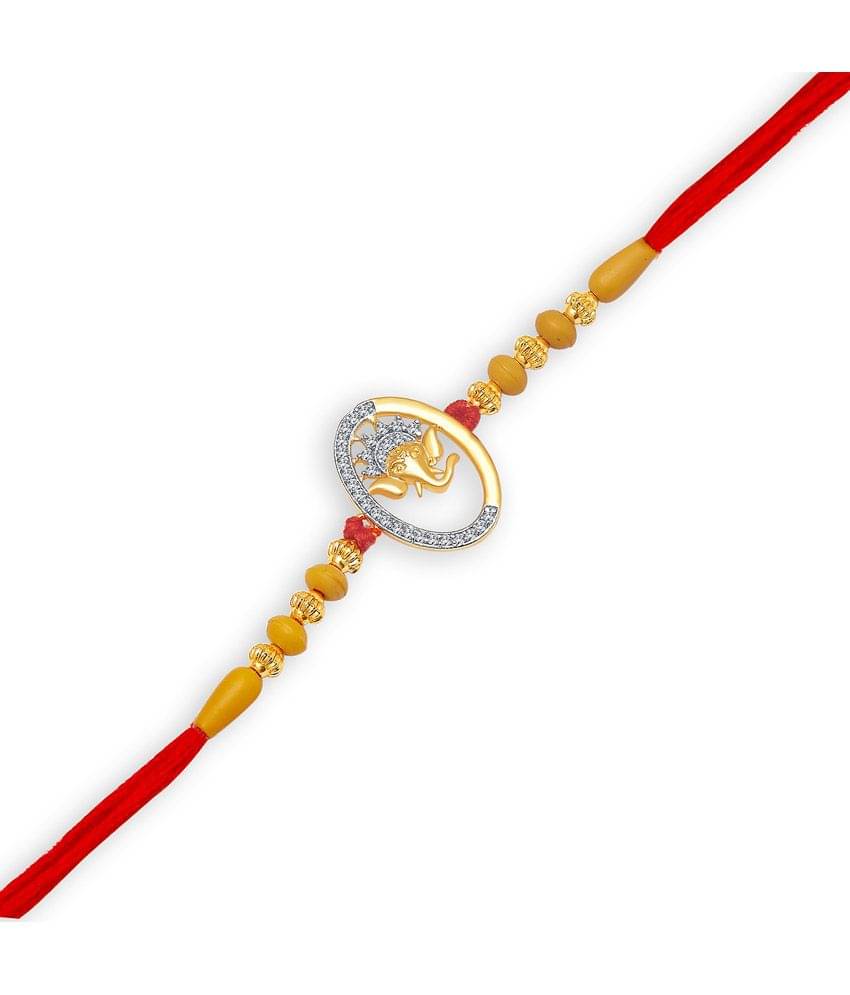     			Vighnaharta Gajavakra Gold and Rhodium Plated CZ Rakhi